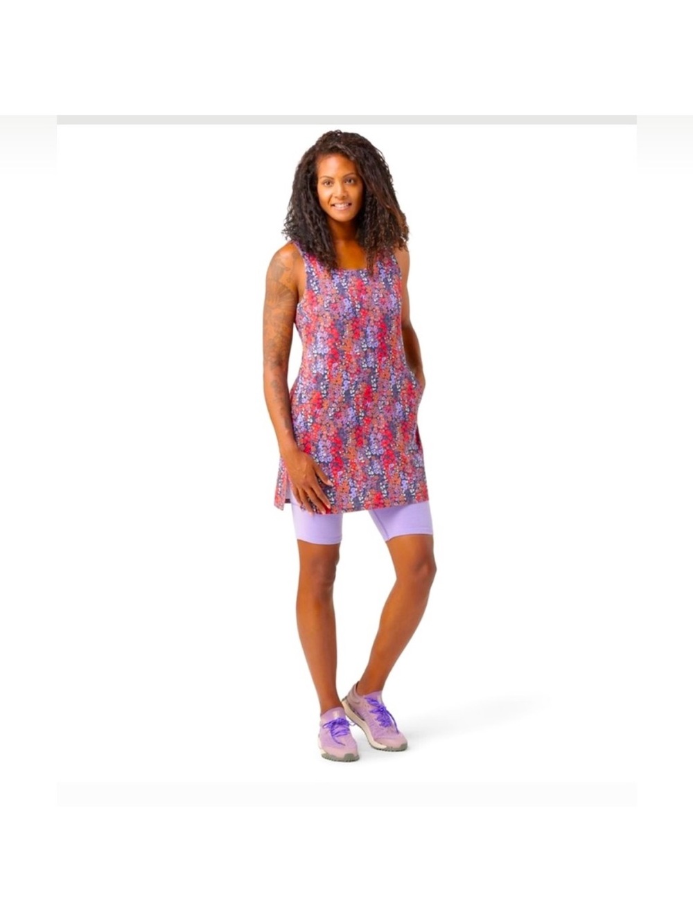 Smartwool Women Intraknit Active Dress Violet Meadow Print Small